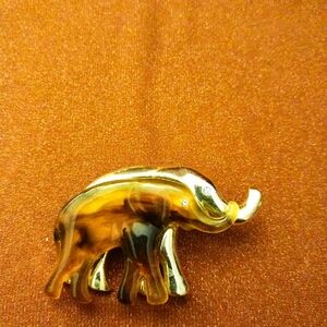 Elegant Gold and Brown Elephant Brooch.